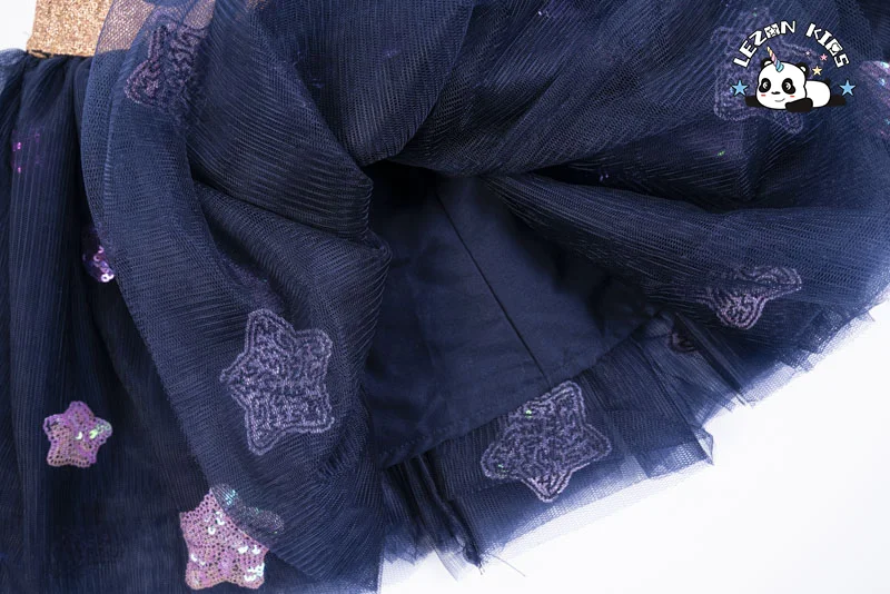 LEZONKIDS - Saia Tutu Fofa e Casual com Lantejoulas em Estrela em Camadas para Meninas, Saia de Tule para o Verão